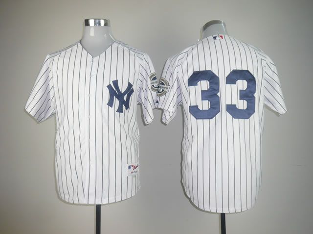 Men New York Yankees #33 No name White Throwback MLB Jerseys